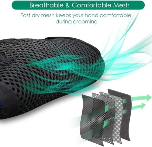 Image of Pet Hair Remover Glove - Gentle Pet Grooming Glove Brush - Deshedding Glove - Massage Mitt with Enhanced Five Finger Design - Perfect for Dogs & Cats with Long & Short Fur - 1 Pack (Right-hand), Green