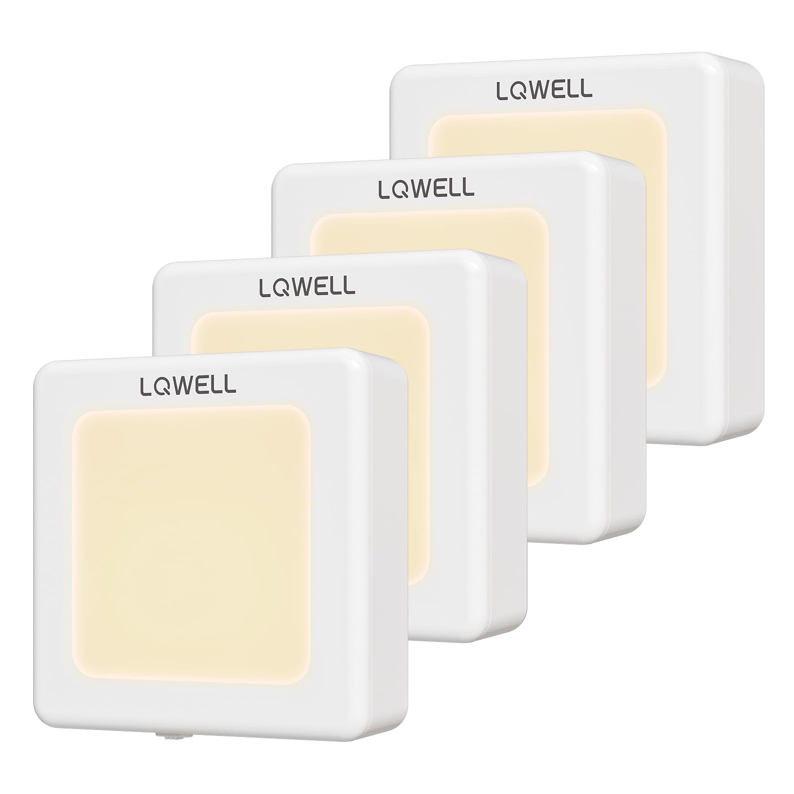 LQWELL® Luce Notturna con Presa Pieghevole con Sensore Crepuscolare, Lampada Notturna con LuminositÀ Regolabile, Luce Automatica con Presa, Luce di Orientamento (Bianco, 4 Pezzi)