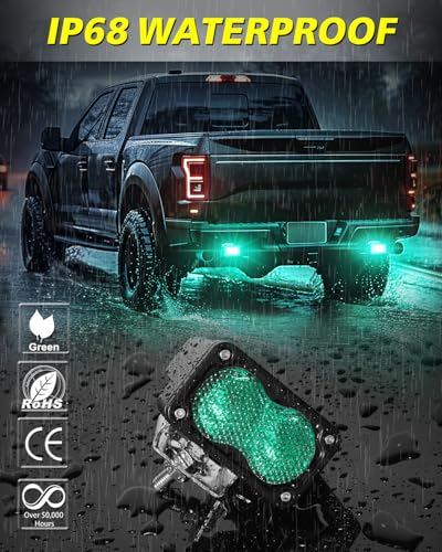 Image of Green LED Pods 3 inch 40W Diffused CREE LED Pod Lights | Green Hunting Fishing Light Pods Scene Chase Light Bars for Truck Pickup Tractor Trailer Van Boat UTV