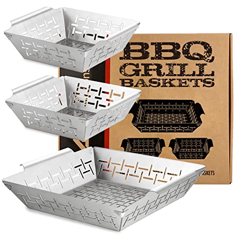 (Set of 3) Heavy Duty Vegetable Grill Baskets...