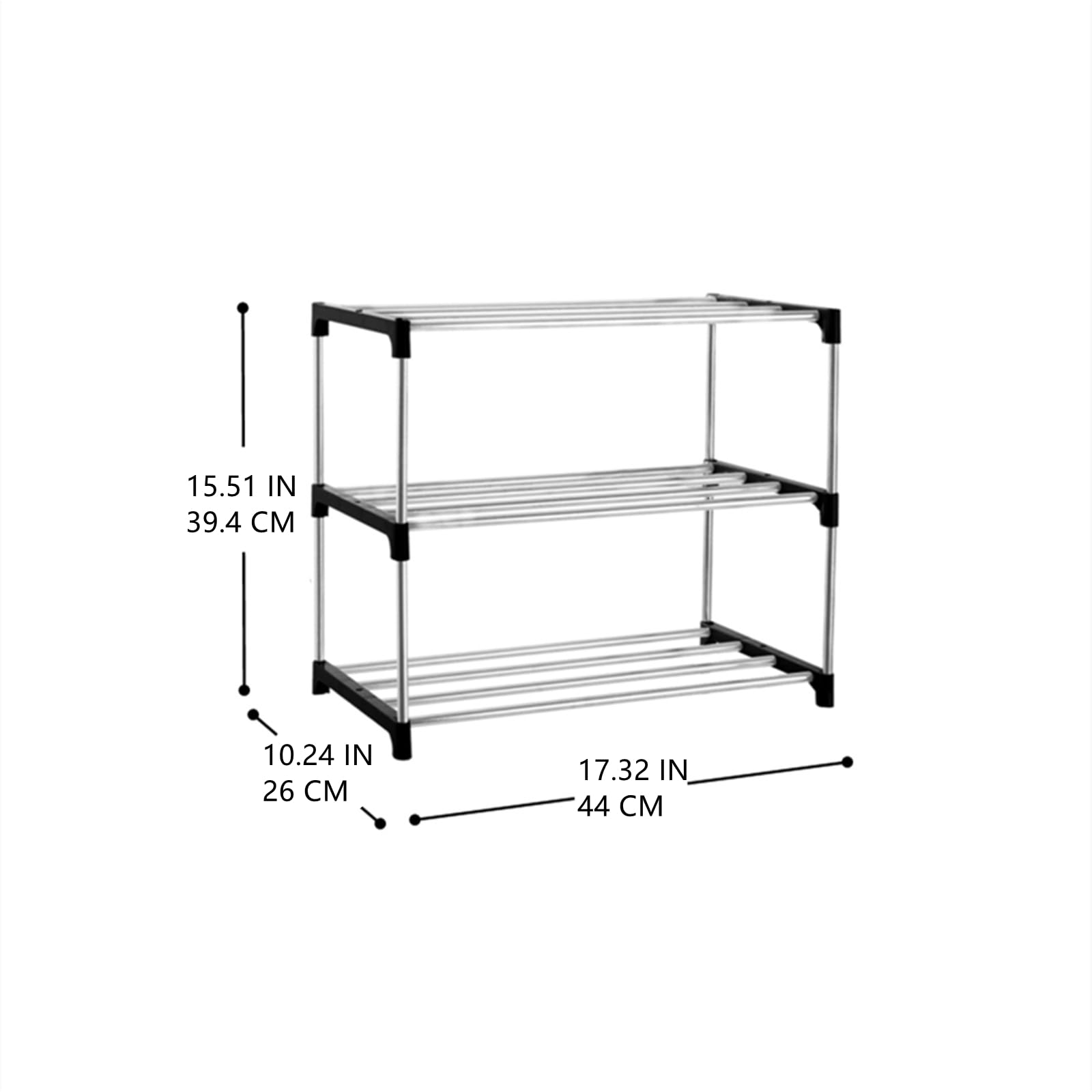 Xerhnan 3-Tier Stackable Small Shoe Rack, Lightweight Shoe Shelf Storage Organizer for Entryway Hallway and Closet(Black) - Image 3