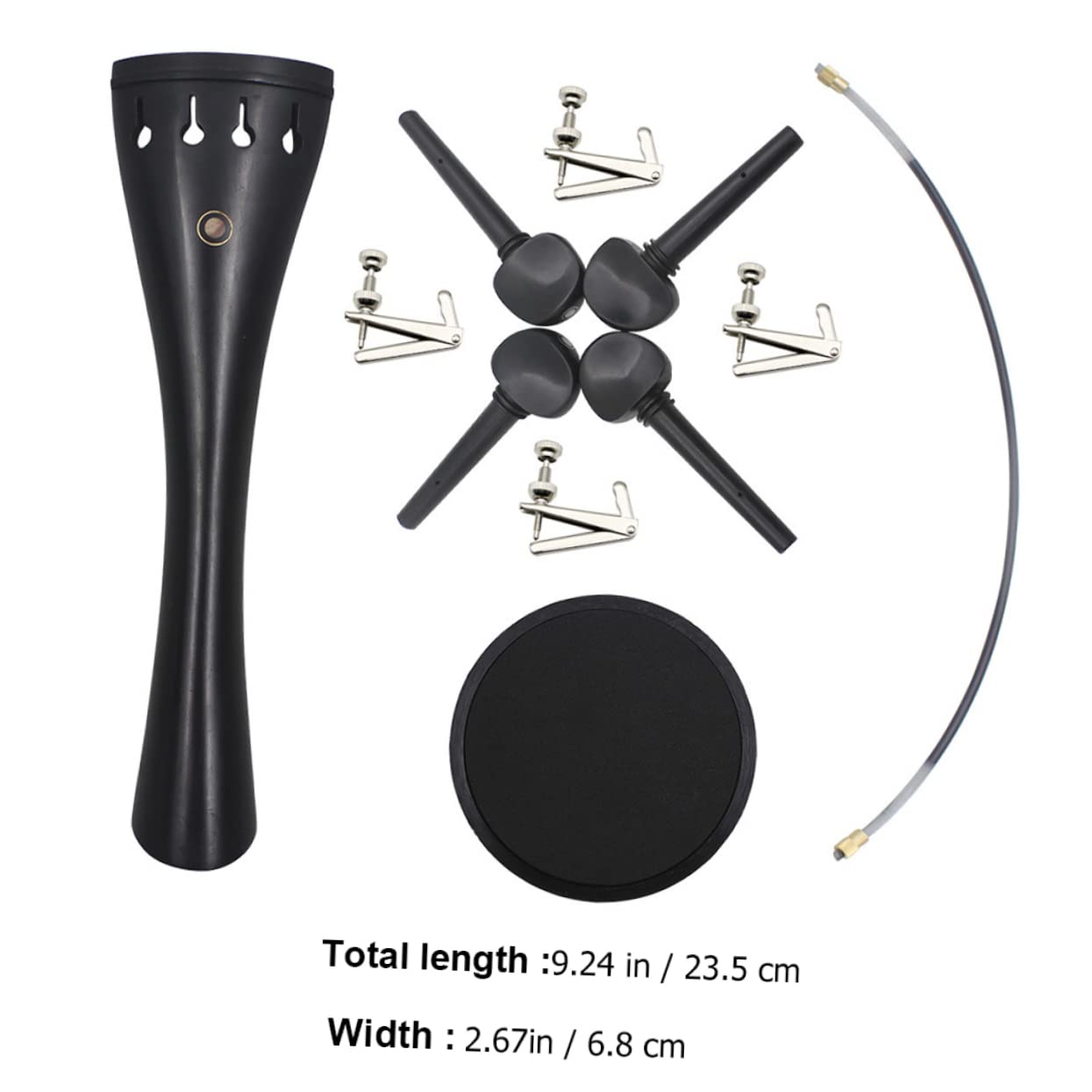 HANABASS 1 Set Ebony Cello Supplies Set Cello Parts Including Tailpiece Tuning Pegs Adjusters for Enhanced Sound and Easy Maintenance Assorted Color