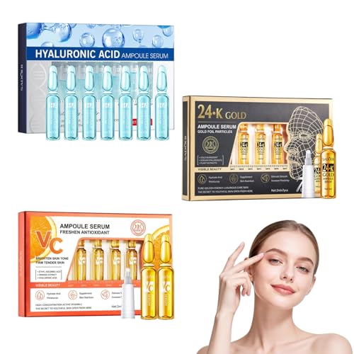 21 Pcs Ampollas Flash Efecto Lifting Inmediato Ampollas Vitamina C Facial Efecto Lifting Inmediato Sérum Con Hialurónico 24 Quilates Gold Vitamina C,Flash Para Todos Los Tipos De Piel,2ml/Pcs