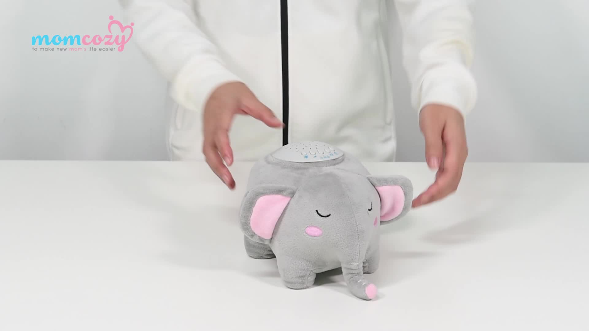 Momcozy Einschlafhilfe für Babys und Erwachsene, Tragbarer Elefant aus Plüsch Baby Spieluhr mit 15 Beruhigende Musik, 3… – Bild 8
