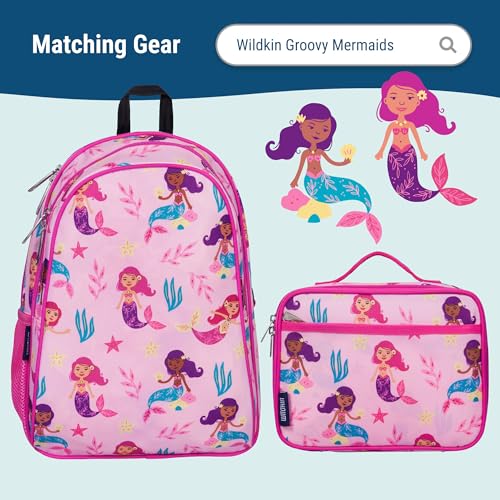 Image of Wildkin Kids Velour Nap Mat for Girls - Soft & Cozy Toddler Sleep Mat with Built-in Blanket for Daycare, Preschool, Kindergarten & Travel, Ages 3-7, Machine Washable - Groovy Mermaids
