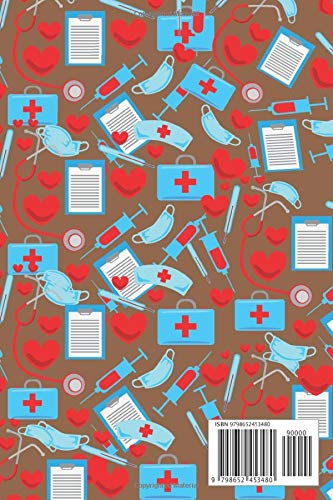 Daily Reflection Journal For Nurses: Brown Medical Pattern, Syringe, Nurse's Hat, Stethoscope, Face Mask Cover - Image 2