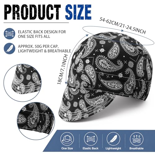 Image of Hercicy 4 Pcs Welding Caps Flame Resistant Cotton Universal Fit,Paisley