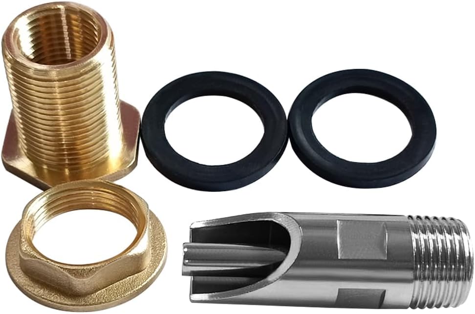 Joywayus 10PCS 1/2 Stainless Steel Automatic Pig Nipple Water Drinker Feeder Waterer + 10PCS 1/2 Female to 3/4 Male Brass Water Tank Connector Bulkhead Fitting Kit for Sows Piglets Drinking