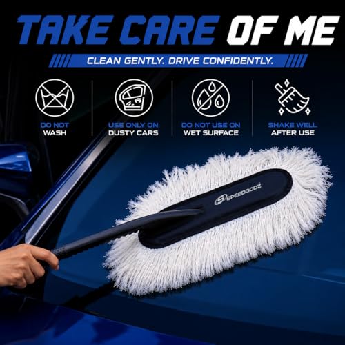 Image of Car Duster Combo - Car Duster + Rejuvenator Spray | Ceramic Wax Infused | Duster with Rejuvenator for Restored Dust-Trapping Power | Scratch-Free Cleaning for Car & Bike