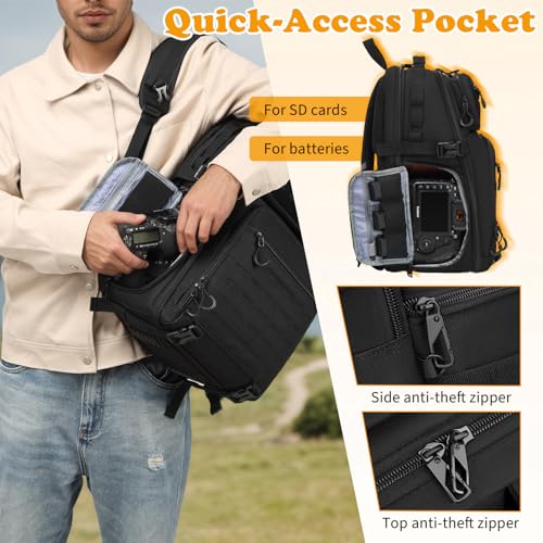 Mochila Profesional para Cámara HAMBOLY Negra Impermeable miniatura 4