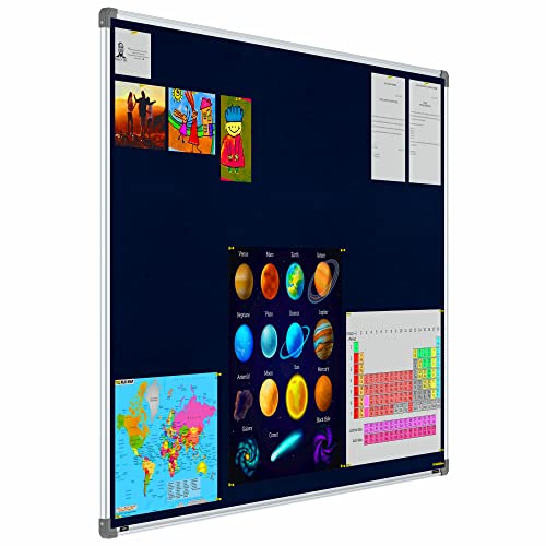 Image of Scholar Art Metis 4x6 Feet Fabric Pin-up Notice Board for Office, Home & School | High Strength Velvet Cloth + High Density Soft Board for Pinning Photos, Sticky Notes & Reminders (Dark Blue)