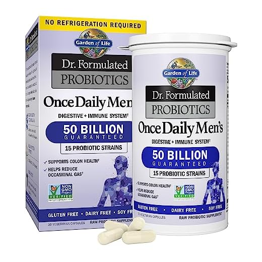 Garden of Life Dr. Formulado Uma vez Probióticos de Homens Diário | Shelf Stable probiótico com 50 bilhões CFU Garantido potência para Saúde Digestiva e o relevo da constipação | 30 Vegetariana Cápsulas