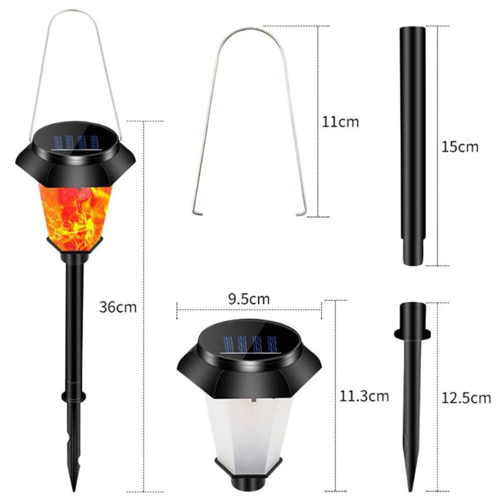 Lampada Solare A Effetto Fiamma Tooklanet – 4 Pezzi Con Palo, IP65 Impermeabile, Accensione Automatica Notte, Batteria 1200 MAh