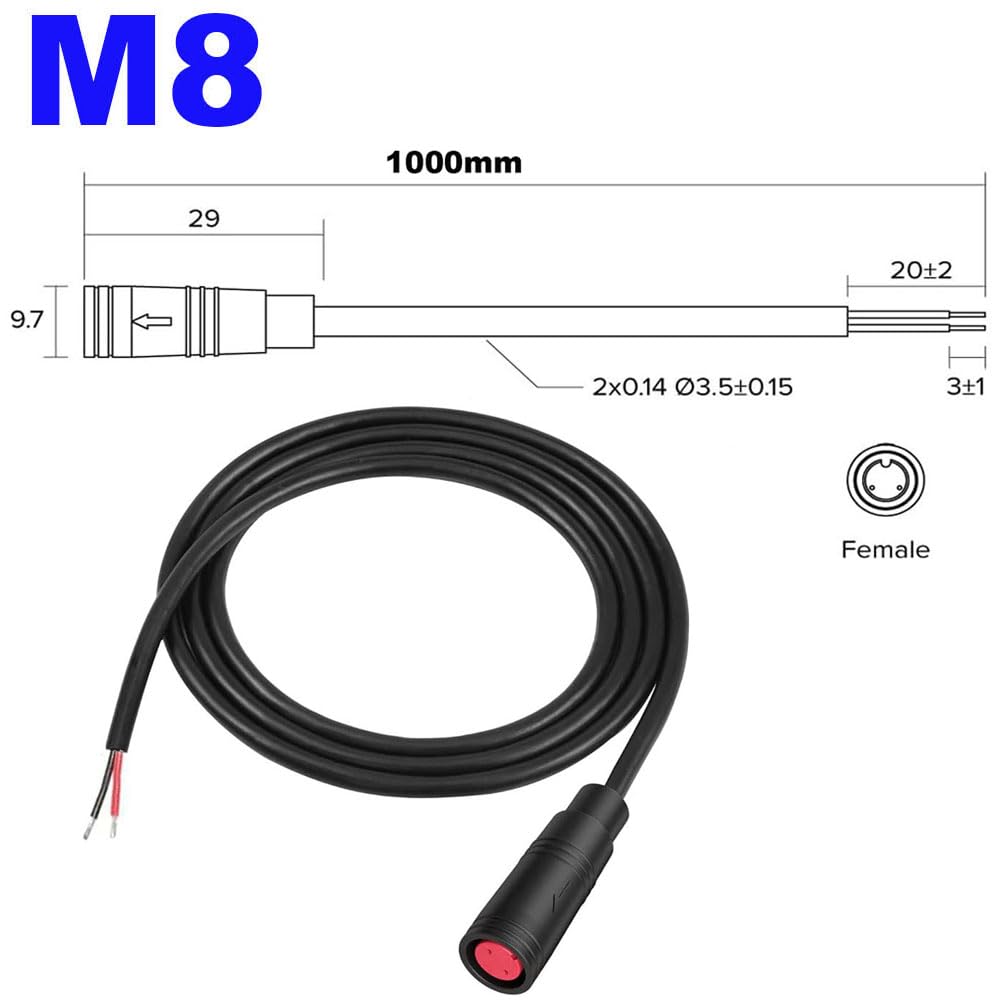 RUNCCI-YUN E-Bike Verlängerungskabel Wasserdicht - 2-6 Polige Stecker Für Elektrofahrrad