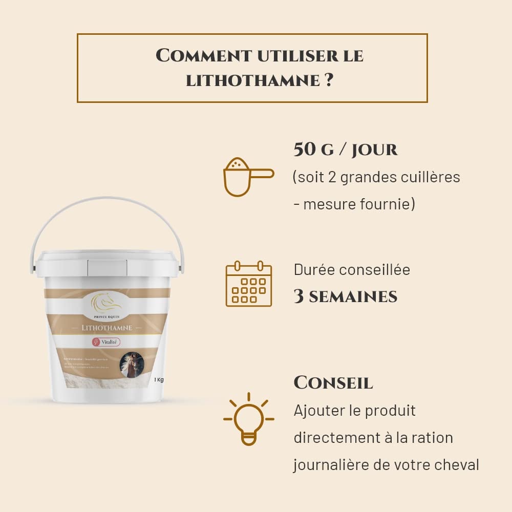LITOTHAMNE - Complemento nutricional Caballo - Cubo de 1 kg - Calcio natural - Ayuda a regular la acidez gástrica - Remineralización - Marca francesa (Seau 1 kg)