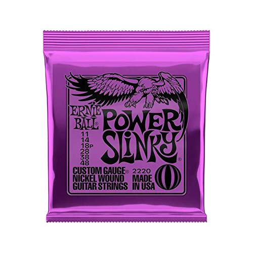lifcasual Cuerdas para Guitarra eléctrica Ernie Ball 2220 Power Slinky entorchadas en níquel, 11-48