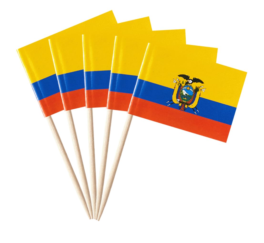 QQSD Bandiera Ecuador Stuzzicadenti Ecuador Piccole Mini Cupcake Topper