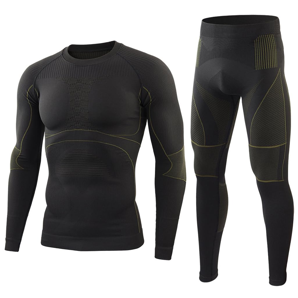 Conjuntos De Ropa Interior Térmica para Hombre Conjunto De Capa Base Sin Costuras Top De Esquí para Entrenamiento Y John Largo