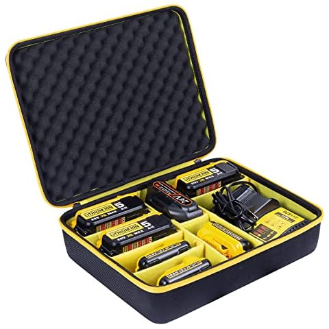 khanka Hard Battery Storage Box Holder Carrying Case Replacement for Dewalt 8v/12v/18v/20v/60v Max XR Battery and Charger - Holds 20V 60V 2.0/3.0/4.0/5.0/6.0/9.0-Ah Battery, Charger (Case Only) Cover