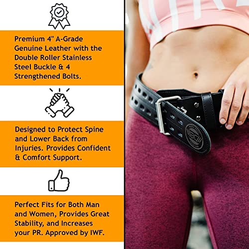 WARM BODY COLD MIND Weight Lifting Belt - 100% Leer/10cm - Gewichthefriem voor Olympische Gewichtheffen Bodybuilding Gym Powerlifting Deadlift Training, Fitness (Zwart, S (72-88cm)) - Afbeelding 5