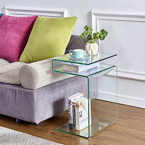 Glass Nightstand,Side Table,S-Shaped End Table For Living Room,Bedside Table For Bedroom #TOP5