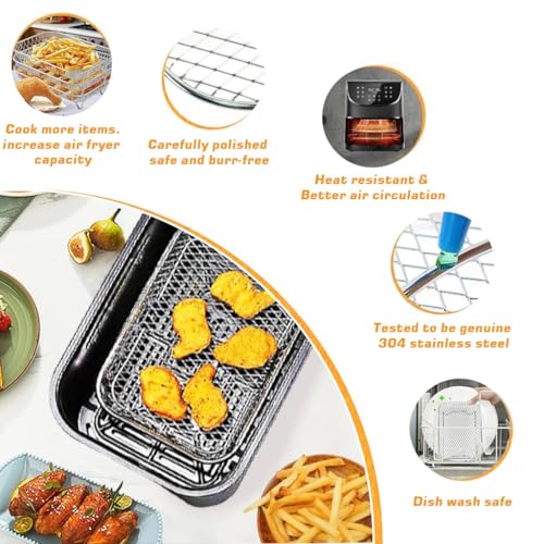 Image of Supvox 3 PCS Stainless Steel Microwave Grill Stand, Air Fryer Accessories, Grates Raised Cooking Grids for Baking, Roasting & More, Easy to Clean(19.5x13.5x9 cm)