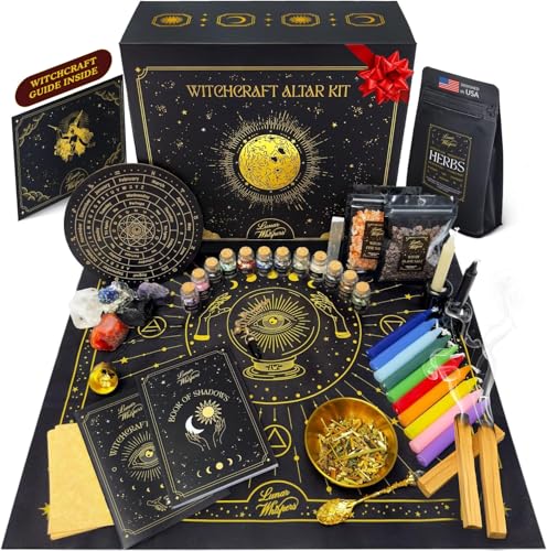 Large Witchcraft Kit 70 pcs - Premium Witch Kit for Beginners - Wiccan Supplies and Tools - Altar Supplies Crystals Gemstones Herbs Spell Candles