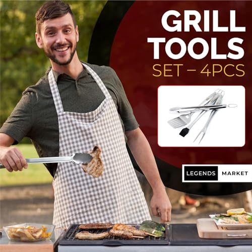 Set de utensilios para parrilla 4 piezas acero inoxidable miniatura 5