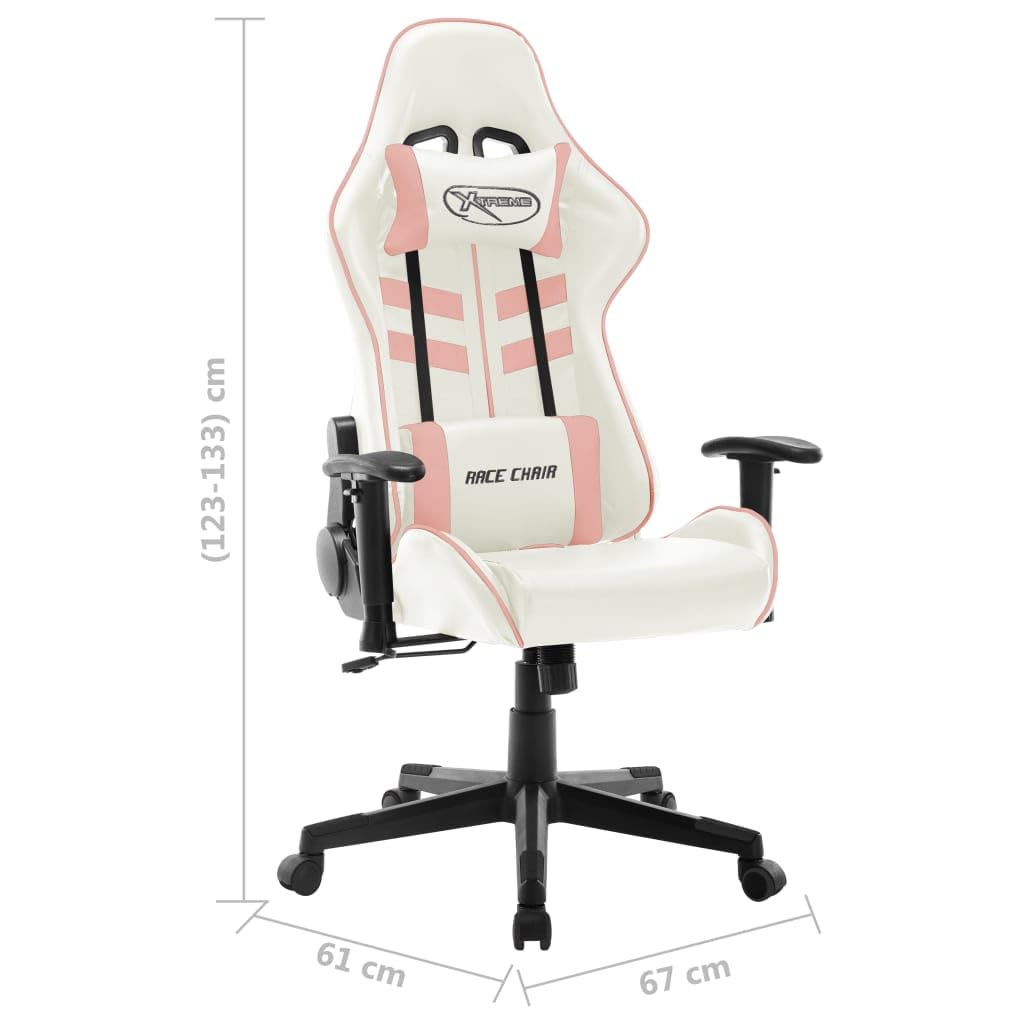 Silla de gaming, piel sintética, altura ajustable, ergonómica, con reposabrazos, apoyacabezas, soporte lumbar, función basculante para estudio y habitación juvenil