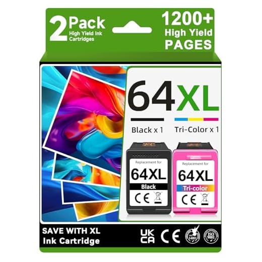 High Yield for HP 64XL Ink Cartridges Combo Pack Replacement for HP Ink 64 64XL for HP Envy Photo 7855 7858 7155 7800 7100 7164 7158 6252 Envy 7255e Inspire 7950e Tango X Printer(1 Black,1 Color)