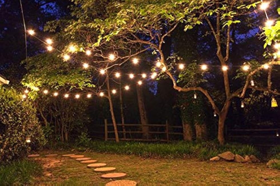 50Ft LED Outdoor String Lights with 22 G40 LED Shatterproof Globe Bulbs(2 Spare), Connectable Hanging Outdoor Patio Lights for Backyard Garden Porch Party Decorations, White