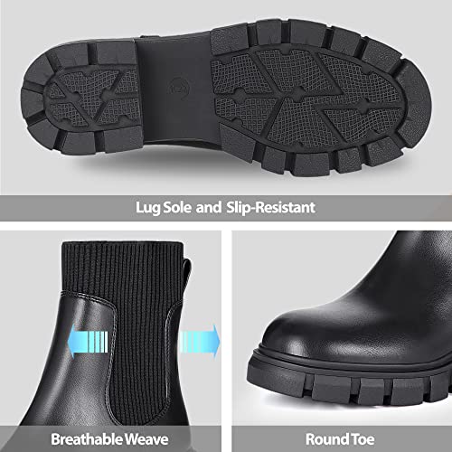 athlefit women39s chelsea boots fashion slip on platform ankle boots lug sole chunky booties