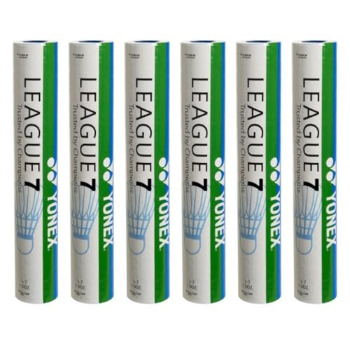 Yonex League 7 Feather Shuttlecocks (White, 6 Tubes)