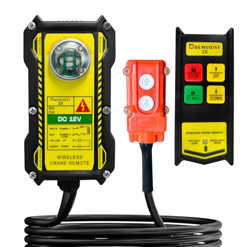 2 in 1 Wireless Crane Remote Control 12V Crane Dump Trailer Controller Industrial Hoist Truck Crane Switch Control Station Up-Down 2 Direction