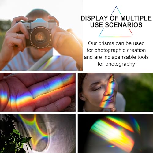 image for Syhood 10 Pack Clear Triangular Prisms Crystal Optical Glass Triple Pr