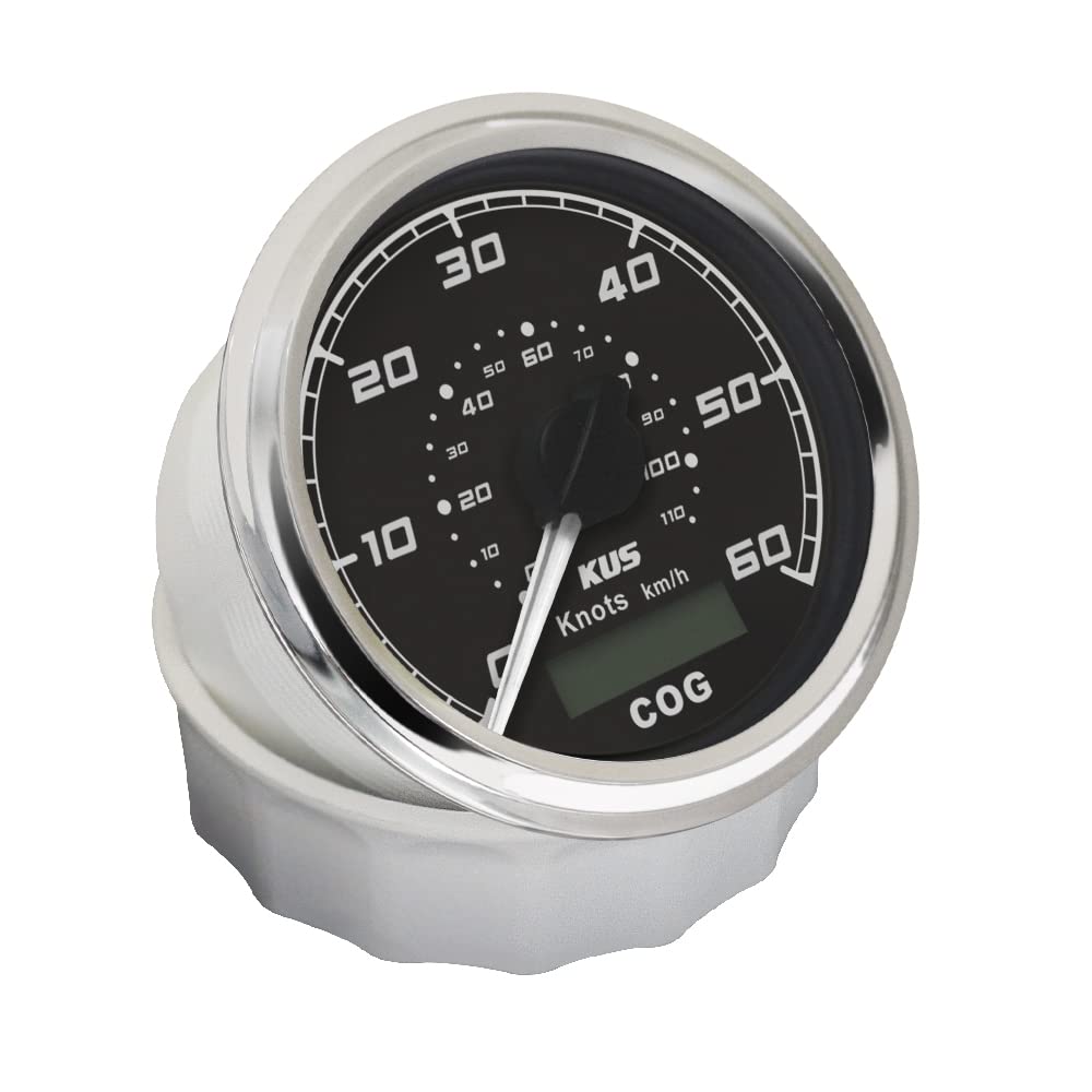 KUS Contachilometri contachilometri GPS 60Knots per barche 85mm 12V/24V (nero)