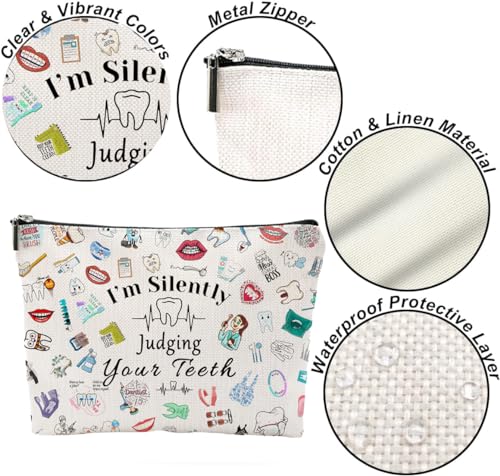 Dentist Gift Dental Gift for Women Makeup Bag Dental Assistant Gift Dental Hygienist Gift Cosmetic Bag Graduation Gift for Dentist Thank You Gift for Her Birthday Retirement Gift3