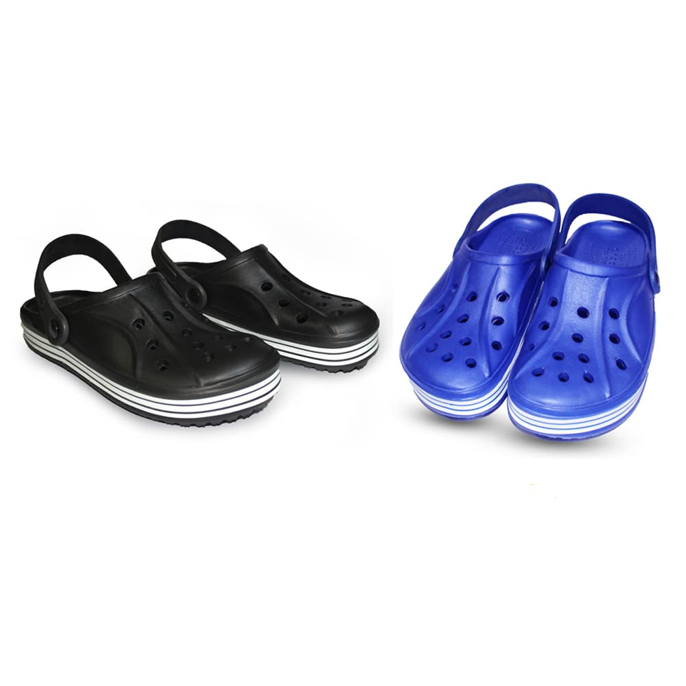 GenericMen's Lightweight Classic Clogs Sandals with Adjustable Back Strap for Men Pack of 2 Combo