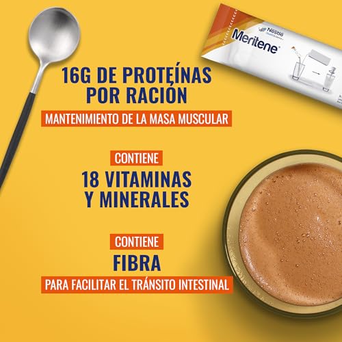 Miniatura 5 de Meritene, Fuerza y Vitalidad Fibra, Sabor Chocolate, Fuerza para tus Músculos, Vitalidad para ti, Solución Nutricional Adultos con Fibra, Proteínas, Vitaminas y Minerales, 14 Sobres, 490 gr