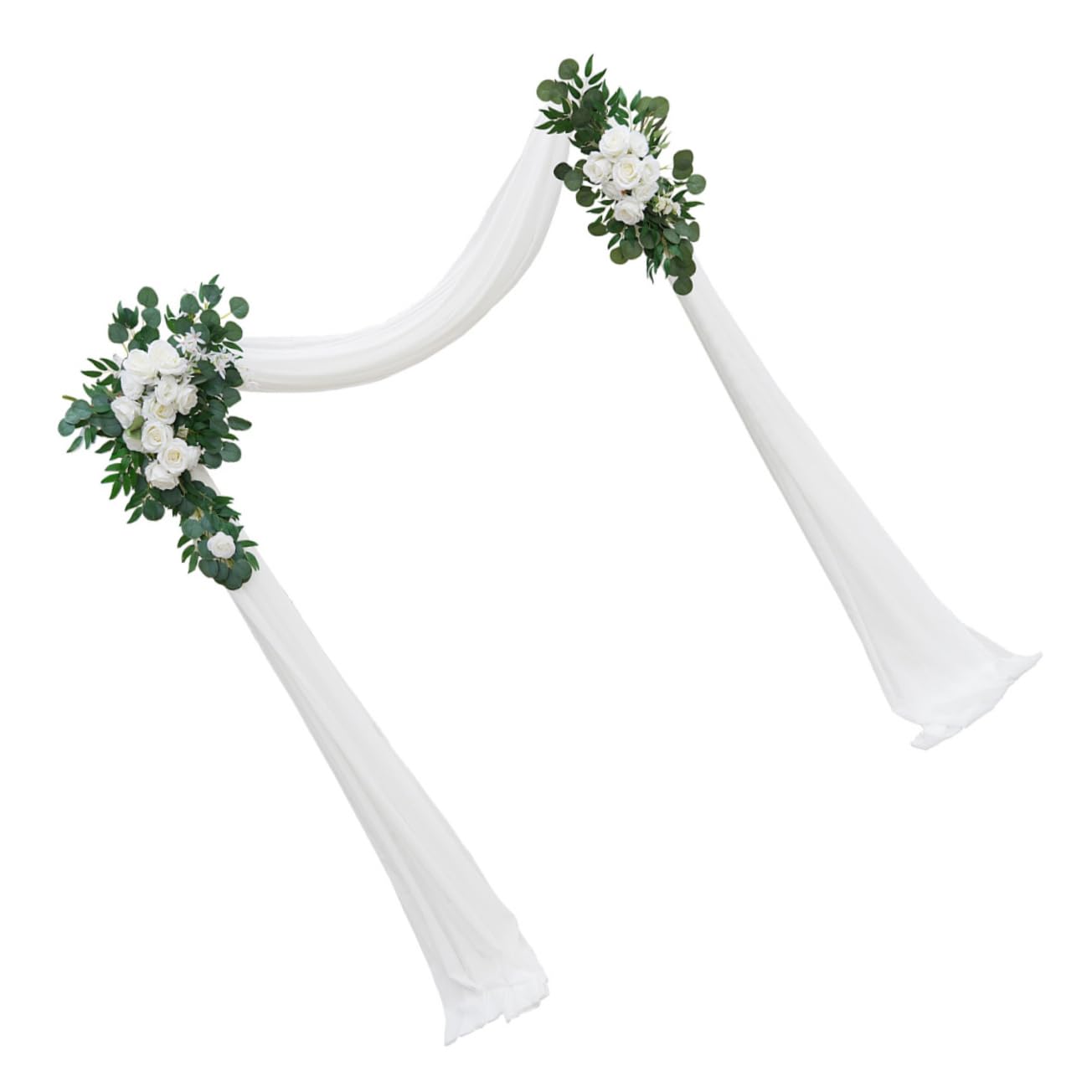 Alipis Hochzeitsblumengirlande 1 Satz aus Seidenblumen und Tüll | Weiß, für Zeremonie und Outdoor, Romantisch Elegante Optik, Pflegeleicht, 3 Stück