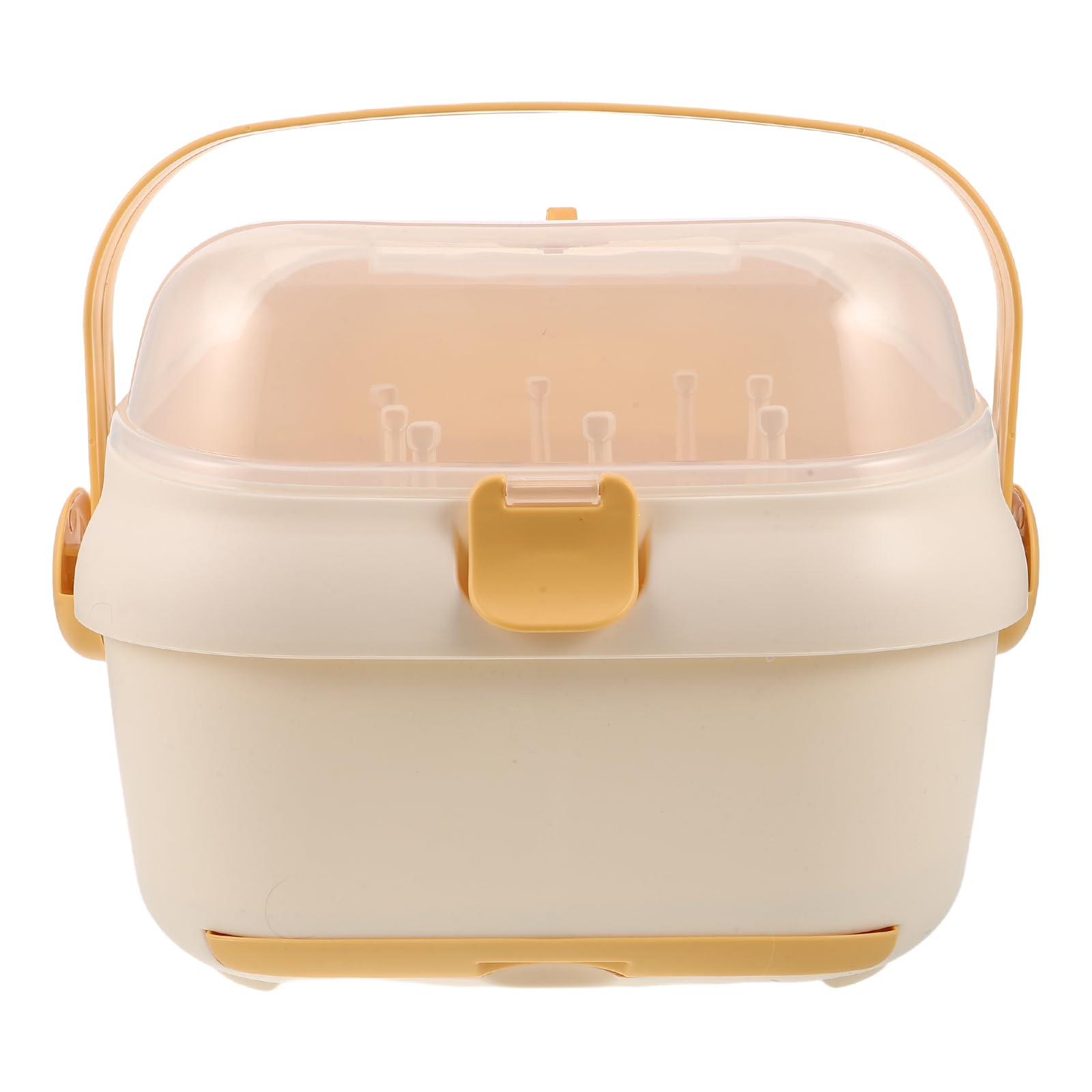 ORFOFE Organisateur de Biberons avec Couvercle Anti-poussière, Séchoir à Biberons Portable 32,3 X 28,4 X 24,4 Cm, Boîte de Rangement pour Vaisselle Bébé, Rangement Pratique Maison,
