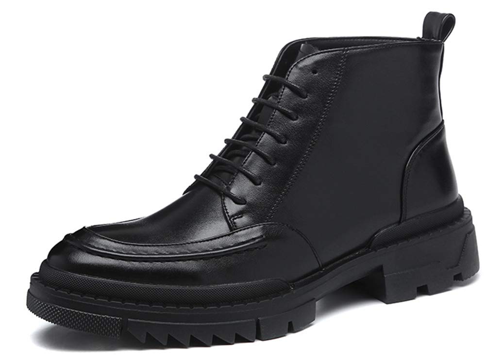 Men's Black Dress Ankle Motorcycle Boots Breathable Leather Lined Derby Oxfords Chukka Boots