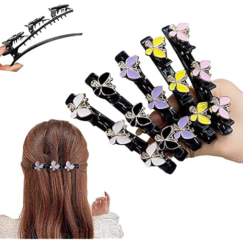 5pcs Butterfly Hair Clips for Girls Women Sectioning Hair Clips with 3 Mini Hair Clips, Flower Non Slip No-Trace Duck Billed Hair Clips for Fine Hair Thick Hair (5pcs) Cover