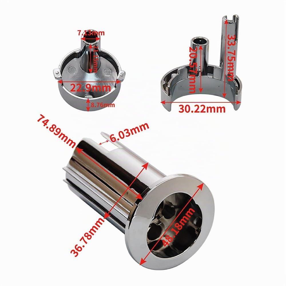 Bouton poussoir double et long WC D2D chromé multicolore AH0001700R Compatible avec chasse d'eau 822044001