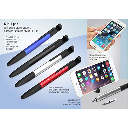 Stupefying Multifunction Stylus Phone Holder Ruler Screw Driver Tool with Screen Cleaner for Devices Like iPhone, ipad, Android and All The Other Touch Screen Devices.