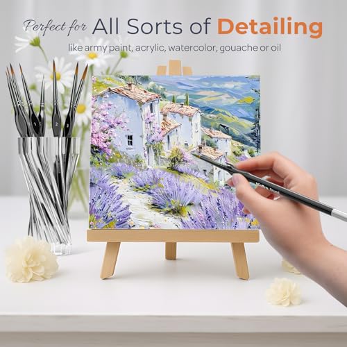 Image of Nicpro Miniature Paint Brushes - 10PCS Model Paint Brush Set for Acrylic Oil Watercolor, Micro Detail Paint Brushes for Model, Miniature, Art Painting, Fine Detailing, Paint by Numbers, Craft