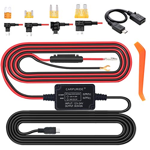 Dash Cam Hardwire Kit, 12V-30V to 5V Car Dash Camera Charger Power Cord