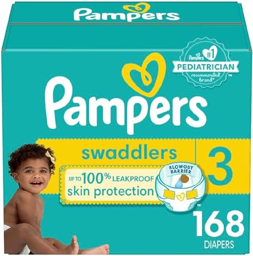 Image of Pampers Swaddlers Diapers - Size 3, One Month Supply (168 Count), Ultra Soft Disposable Baby Diapers