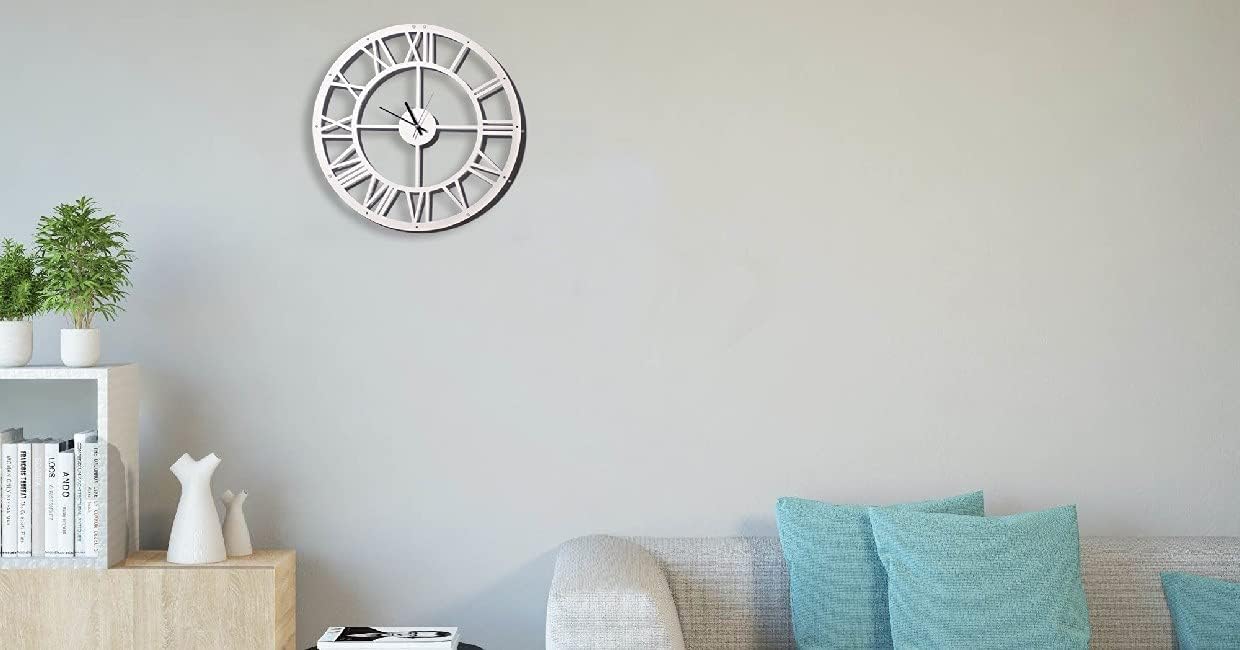 Homemania, Bookshelf, Wall Clock, White Metal, 50 x 0.16 x 50 cm, 50 X 0.16 X 50cm