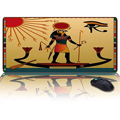 Preisvergleich Produktbild Großes Gaming-Mauspad Volles Schreibtischpad - Altes Ägypten-Wandbild Pharao Sonnenaugen-Druck, rutschfeste Gummibasis Ergonomische XXL-Tastaturmatte für Laptop- / Computer- / Schreibtischzubehör